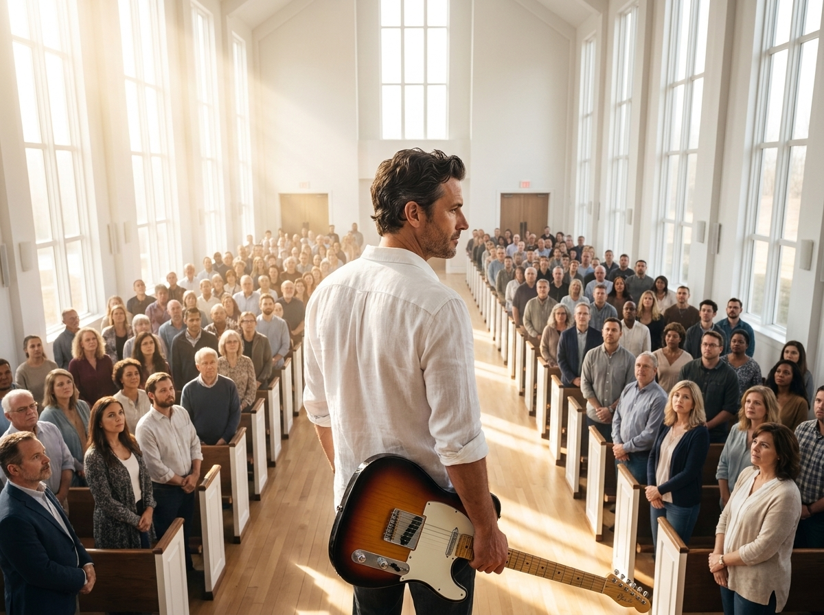 Walking toward the congregation. No cable. Nothing held back.