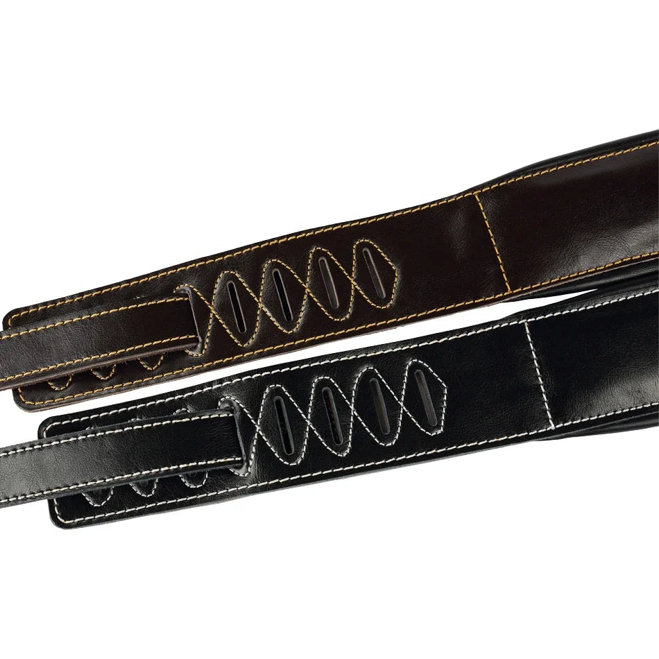 Genuine Leather Guitar Strap – Adjustable Padded Belt
