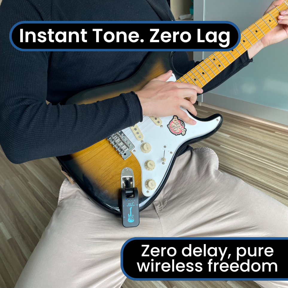 Guitarist using ToneLink WS-4 wireless system with zero latency and instant tone